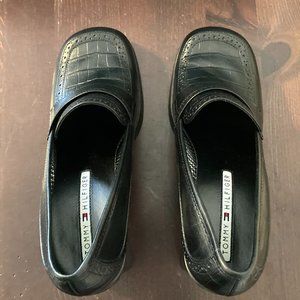 Tommy Hilfiger Black Block Heel Loafers 8.5